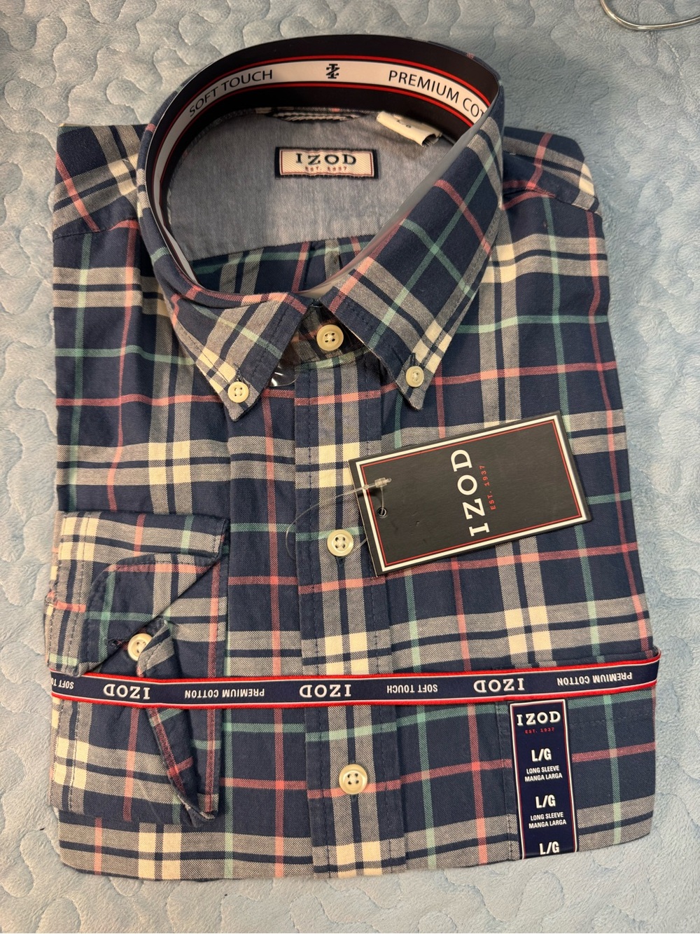 Izod Men's Navy Plaid Button-Down Shirt